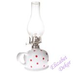 Petrolejová lampa - bílá s červenými puntíky