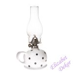 Petrolejová lampa - bílá s černými puntíky